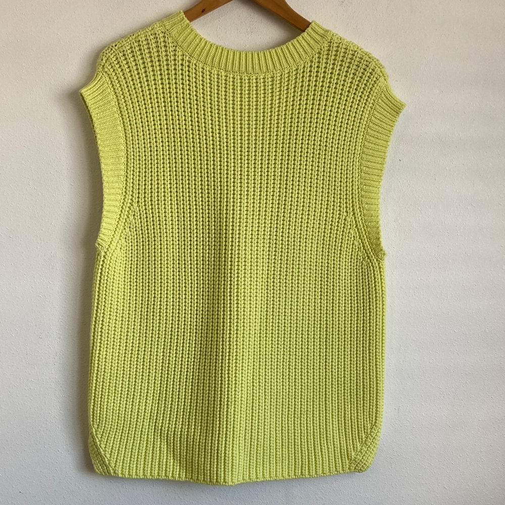 Zara Lemon Knit Pullover Vest Bright yellow small oversized y2K - Picture 4 of 4